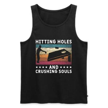 Cornhole Bean Bag Sackloch - Männer Premium Bio Tank Top - Schwarz - Vorne - AI Model Male 178 light (178cm)