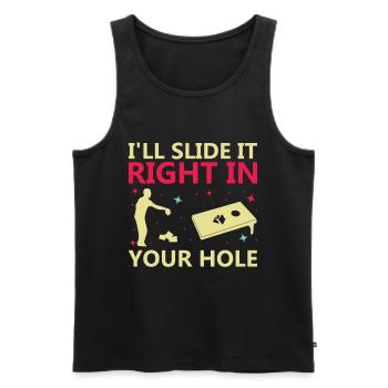 Cornhole Bean Bag Sackloch - Männer Premium Bio Tank Top - Schwarz - Vorne - AI Model Male 178 light (178cm)