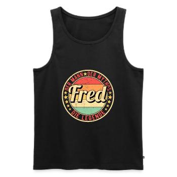 Fred Der Mann Der Mythos Die Legende - Männer Premium Bio Tank Top - Schwarz - Vorne - Michal (187cm)