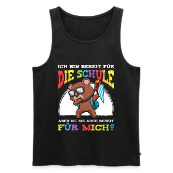 Schulkind Einschulung Bär - Männer Premium Bio Tank Top - Schwarz - Vorne - Michal (187cm)