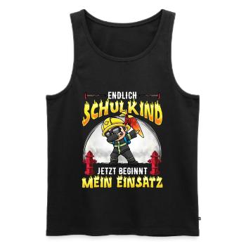 Schulkind Einschulung Feuerwehr - Männer Premium Bio Tank Top - Schwarz - Vorne - Michal (187cm)