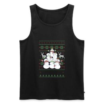 Schneemann Ugly Christmas - Männer Premium Bio Tank Top - Schwarz - Vorne - Michal (187cm)