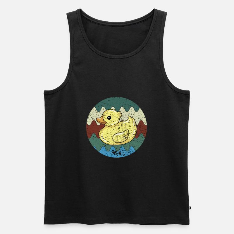 Badeente Retro - Männer Premium Bio Tank Top - Schwarz
