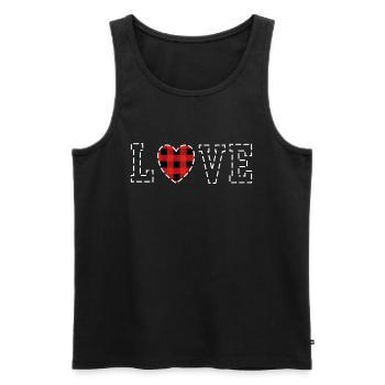 Valentines Day Love Buffalo Plaid Heart - Men's Premium Organic Tank Top - black - Front - Michal (187cm)
