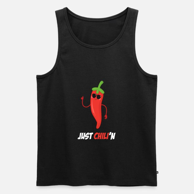 Chilli lustiger Spruch chillen - Männer Premium Bio Tank Top - Schwarz