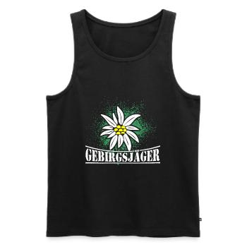 Gebirgsjäger Distel Wappen - Männer Premium Bio Tank Top - Schwarz - Vorne - Michal (187cm)