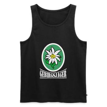 Gebirgsjäger Distel Wappen - Männer Premium Bio Tank Top - Schwarz - Vorne - Michal (187cm)
