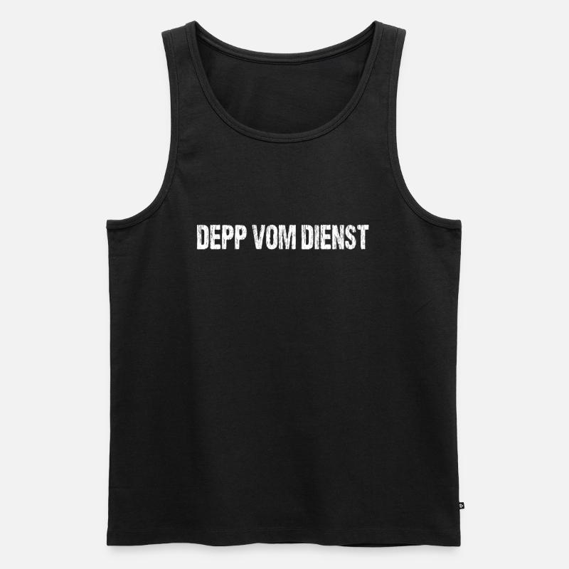 Depp vom Dienst - Männer Premium Bio Tank Top - Schwarz