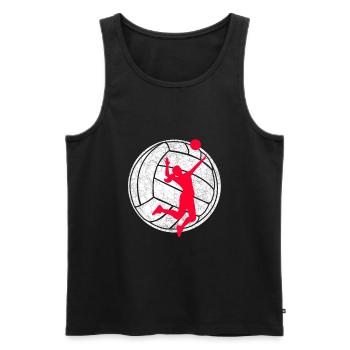 Volleyball Aufschlag Frau Volleyballerin rot - Männer Premium Bio Tank Top - Schwarz - Vorne - Michal (187cm)