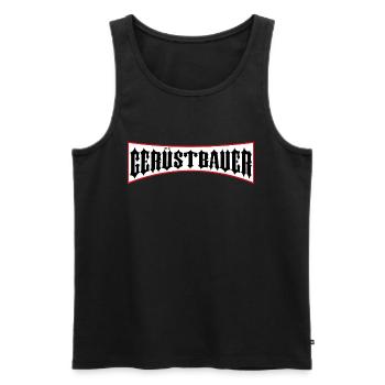 Gerüstbauer Shirt bedruckt in top Markenqualität - Männer Premium Bio Tank Top - Schwarz - Vorne - Michal (187cm)