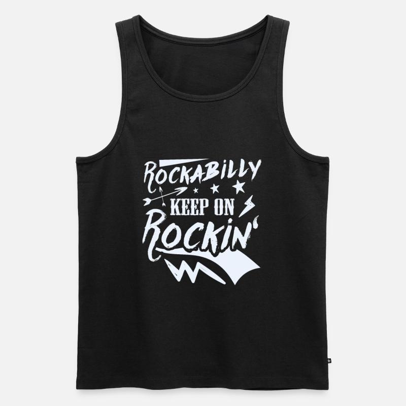 Rockabilly - Keep on Rocking - Männer Premium Bio Tank Top - Schwarz