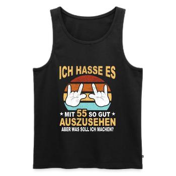 55 Jahre 55 Geburtstag Geschenk 55 Jahre Birthday - Männer Premium Bio Tank Top - Schwarz - Vorne - Michal (187cm)