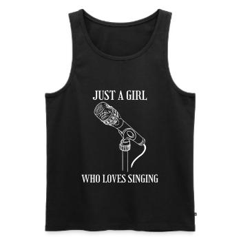 Musique Fille musicienne femme chanteuse microphone - Débardeur bio Premium Homme - noir - Devant - Michal (187cm)