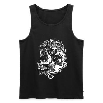 Eagle and skull with butterflies - Men's Premium Organic Tank Top - black - Front - Michal (187cm)