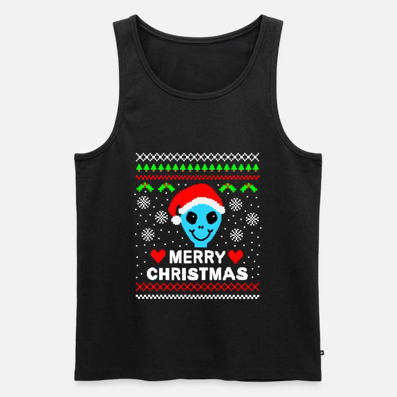 Alien Weihnachtspullover ugly christmas Geschenk - Männer Premium Bio Tank Top - Schwarz