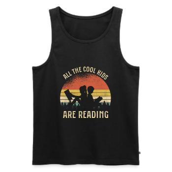 Citation de lecture de livre Tous les enfants cool sont - Débardeur bio Premium Homme - noir - Devant - Michal (187cm)
