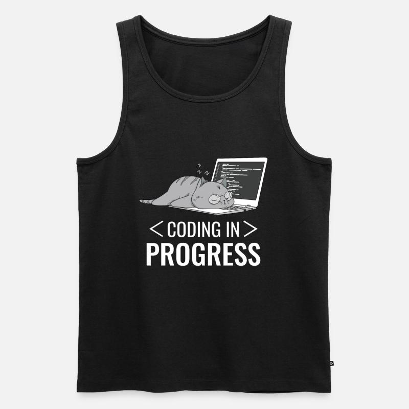 Programming Computer Nerd Cat - Men's Premium Organic Tank Top - black