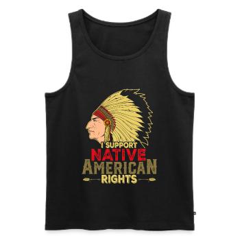 Native American Zitat Ich unterstütze Native - Männer Premium Bio Tank Top - Schwarz - Vorne - Michal (187cm)