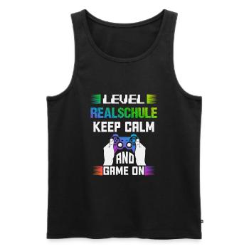 Level REALSCHULE keep calm and game on - Männer Premium Bio Tank Top - Schwarz - Vorne - AI Model Male 178 light (178cm)