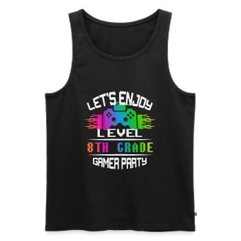 Level 8TH GRADE keep calm and game on - Men's Premium Organic Tank Top - black - Front - Michal (187cm)