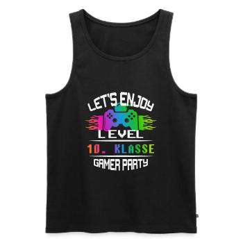 Level 10. KLASSE keep calm and game on - Männer Premium Bio Tank Top - Schwarz - Vorne - Michal (187cm)