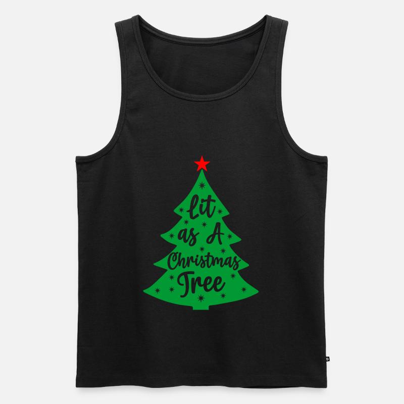 Beleuchtet wie ein Weihnachtsbaum Norwegermuster - Männer Premium Bio Tank Top - Schwarz