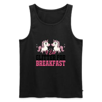 Je mange des paillettes pour le petit déjeuner Licorne - Débardeur bio Premium Homme - noir - Devant - Michal (187cm)