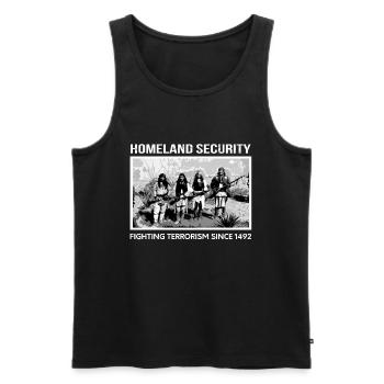 Indian Films Redskin Feather Headdress Gift - Men's Premium Organic Tank Top - black - Front - Michal (187cm)