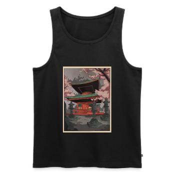 Japan Cherry Blossom Bonsai Anime Japanese Gift - Men's Premium Organic Tank Top - black - Front - Michal (187cm)