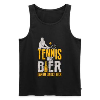 Tennisspieler Tennis Bier Darum Bin Ich Hier Witz - Männer Premium Bio Tank Top - Schwarz - Vorne - AI Model Male 178 light (178cm)