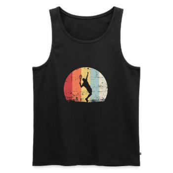 Vintage Retro Tennis Player - Men's Premium Organic Tank Top - black - Front - Michal (187cm)