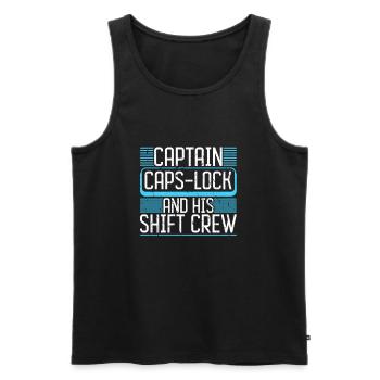 Captain Caps-Lock Funny Gamer - Men's Premium Organic Tank Top - black - Front - Michal (187cm)