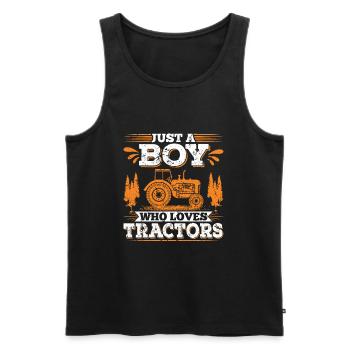 Boy Loves Tractors Tractor Farm - Men's Premium Organic Tank Top - black - Front - AI Model Male 178 light (178cm)