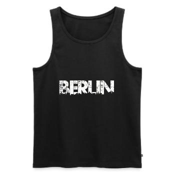 Capitale de lettrage skyline ville de berlin - Débardeur bio Premium Homme - noir - Devant - AI Model Male 178 light (178cm)