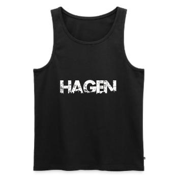 Hagen Skyline - Stadt Schriftzug - Männer Premium Bio Tank Top - Schwarz - Vorne - AI Model Male 178 light (178cm)