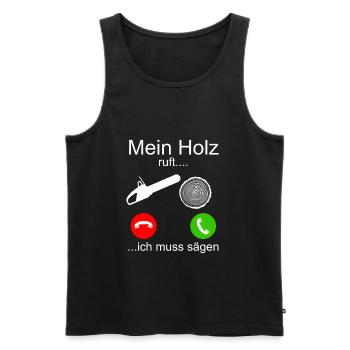 Mein Holz ruft ich muss sägen - Männer Premium Bio Tank Top - Schwarz - Vorne - Michal (187cm)