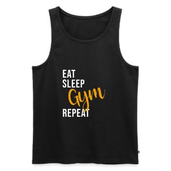 Eat Sleep Gym Repeat Gym Proverbe - Débardeur bio Premium Homme - noir - Devant - Michal (187cm)
