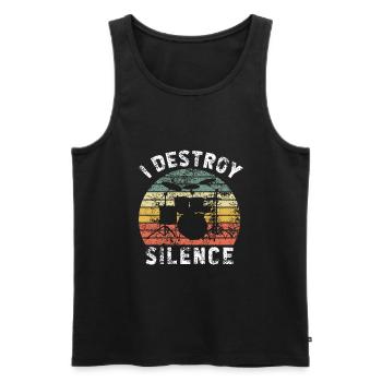 Batterie I Destroy Silence Retro Grunge Vintage - Débardeur bio Premium Homme - noir - Devant - Michal (187cm)