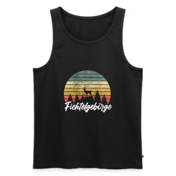 Fichtelgebirge Retro Hirsch Wald - Männer Premium Bio Tank Top - Schwarz - Vorne - AI Model Male 178 light (178cm)