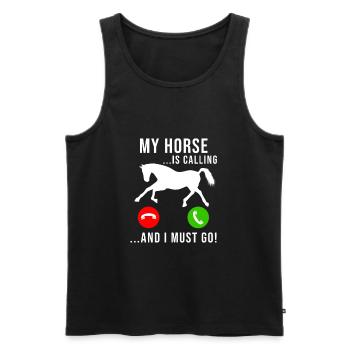 Cheval Appelez Les Chevaux Filles Drôles d’équitation étable - Débardeur bio Premium Homme - noir - Devant - Michal (187cm)