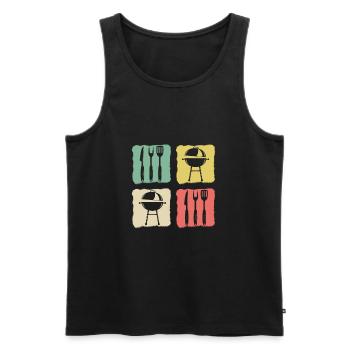 Grill Retro Vintage Geschenk Grillen Grillmeister - Männer Premium Bio Tank Top - Schwarz - Vorne - AI Model Male 178 light (178cm)