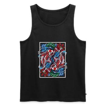 Koi Carpes Poissons japonais - Débardeur bio Premium Homme - noir - Devant - AI Model Male 178 light (178cm)