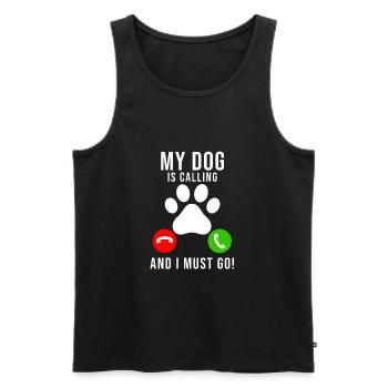 My Dog is calling - Dog Saying Funny Dogs Paw - Men's Premium Organic Tank Top - black - Front - Michal (187cm)