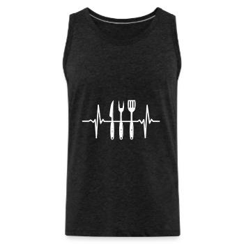 Grilling Heartbeat Grill Pulse BBQ ECG Barbecue - Men's Premium Organic Tank Top - charcoal grey - Front - Alexander (188cm)