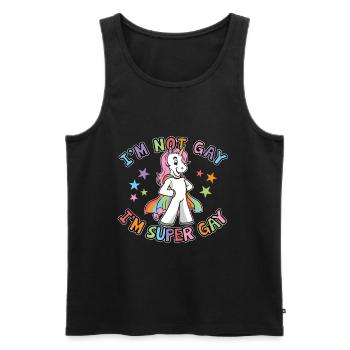 I'm Not Gay I'm Super Gay LGBTQ Einhorn Gay Pride - Männer Premium Bio Tank Top - Schwarz - Vorne - Michal (187cm)
