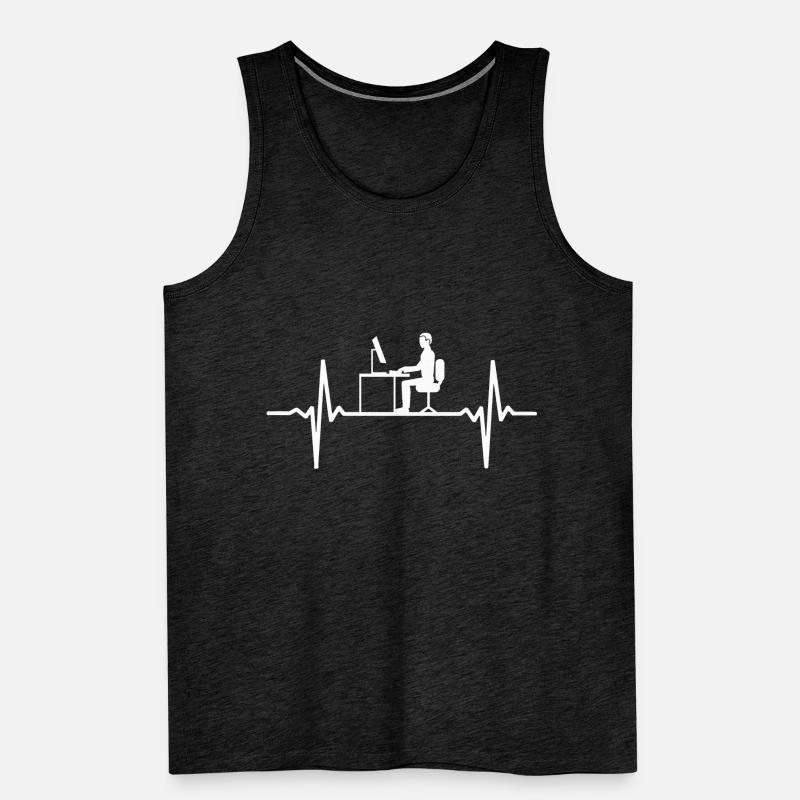 Computer ECG Heartbeat Programmer PC Nerd Pulse Men's Premium Organic Tank Top