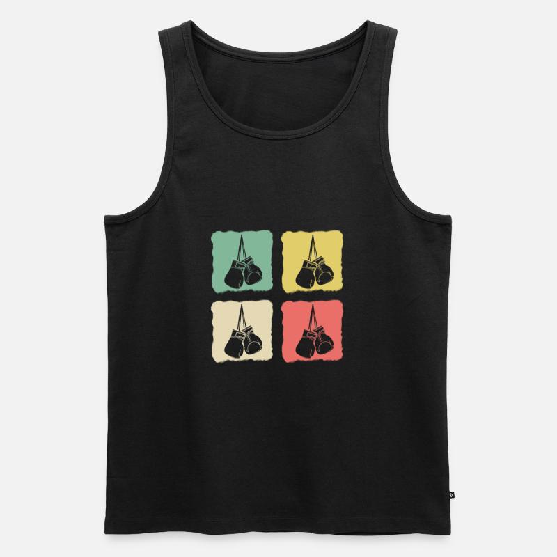 Boxen Boxerin Retro Boxhandschuhe - Männer Premium Bio Tank Top - Schwarz