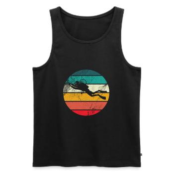 Taucher Geschenk Retro Taucher Tauchen - Männer Premium Bio Tank Top - Schwarz - Vorne - Michal (187cm)