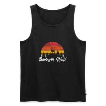 Baum Bäume Hirsch Thüringer Wald Geschenk Natur - Männer Premium Bio Tank Top - Schwarz - Vorne - Michal (187cm)