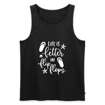 Das Leben ist besser in Flip Flops Sommerurlaub - Männer Premium Bio Tank Top - Schwarz - Vorne - Michal (187cm)